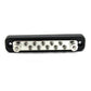 Power distribution bus bar with black end caps and ten chrome screw terminals