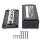 Bus bar terminal stud box kit with cover, base, four studs, and mounting screws