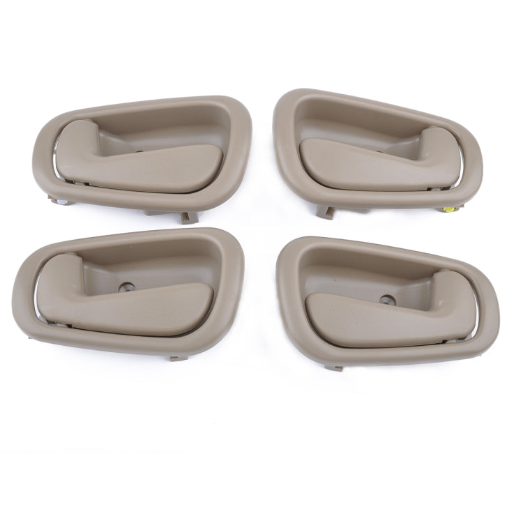 Set of 4 beige inner door handles with chrome trim, four-piece car door handle kit