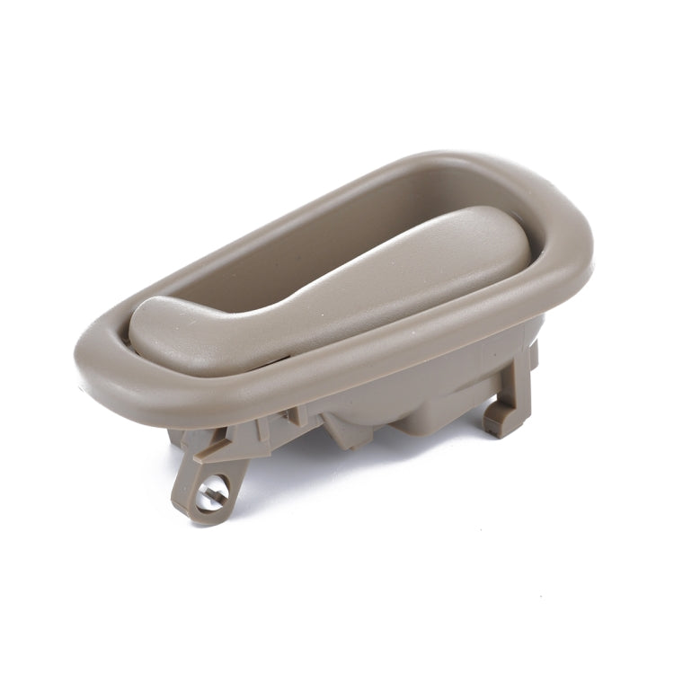 Beige inner door handle with recessed lever and metal mounting bracket