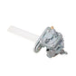 Fuel petcock valve with clear plastic fuel line and circular mounting bracket