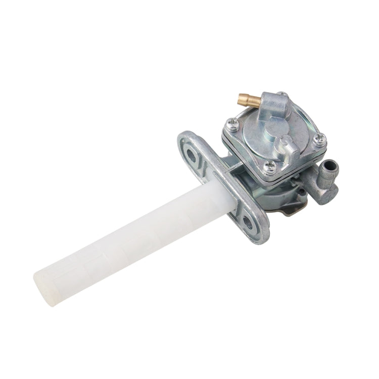Fuel petcock valve with white fuel line and two-bolt flange mounting