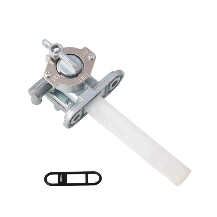 Fuel petcock valve assembly with clear line, mounting bolts, and black clip