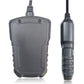 Black OBD2 code reader scanner rear view with side ports and cable