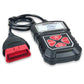 Black OBD2 code reader scanner with screen, red OBD connector, and cable