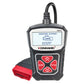 Handheld OBD2 diagnostic scanner with LCD screen and red OBD connector plug