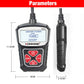 Black OBD2/ELM327 scanner with LCD screen and side view