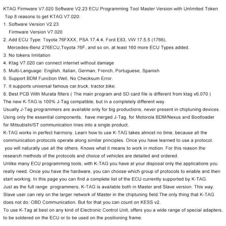 KTAG V7.020 firmware and features info text page
