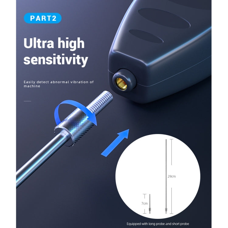 Black electronic stethoscope sensor with long and short metal probes, plug-in tip.
