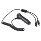 Car cigarette lighter switch plug with spring coil cable and dual DC barrel plugs