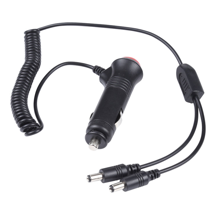 Car cigarette lighter switch plug with DC barrel tip and dual DC connector ends