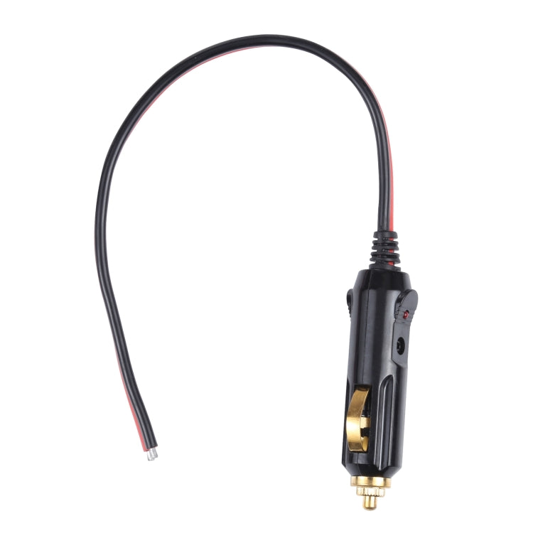 Car cigarette lighter extension cable plug with switch, black housing, gold tip