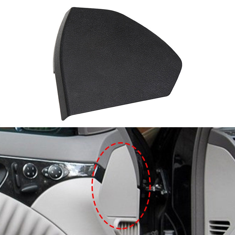 Right front door trim panel cover, black textured plastic