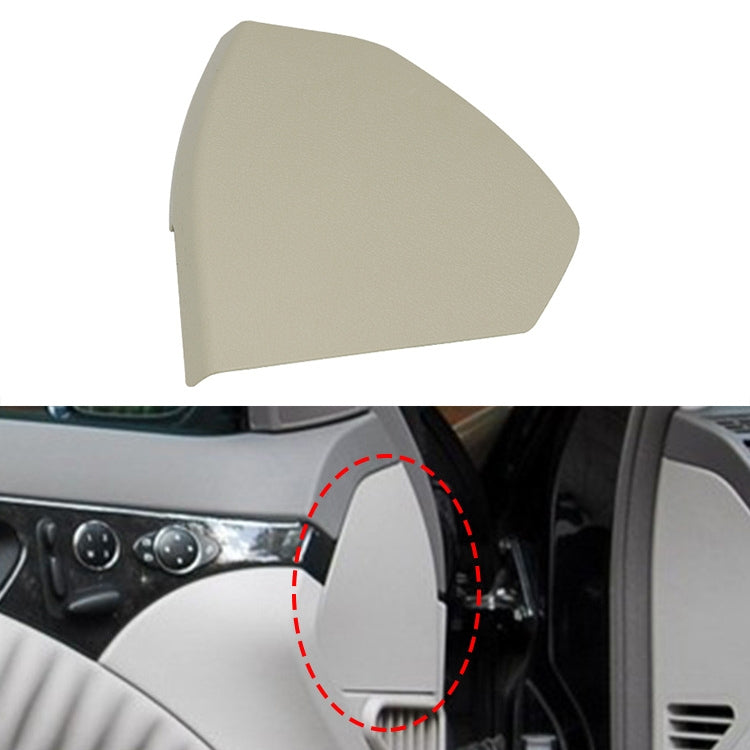 Right front door trim panel cover, light beige textured plastic