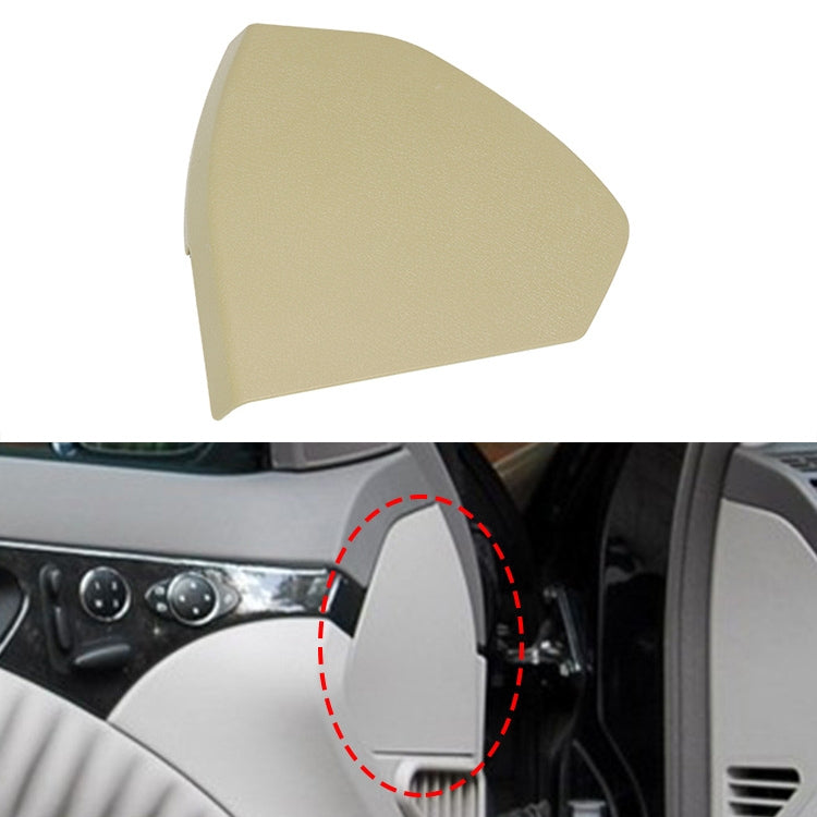 Right front door trim panel cover, yellow-beige textured plastic