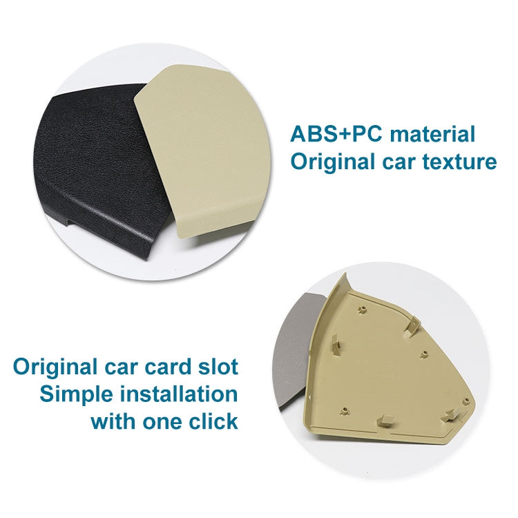 Pair of door trim panel covers, beige and black textured plastic