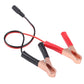 Car charging cable with red and black crocodile clips and coiled lead with DC plug