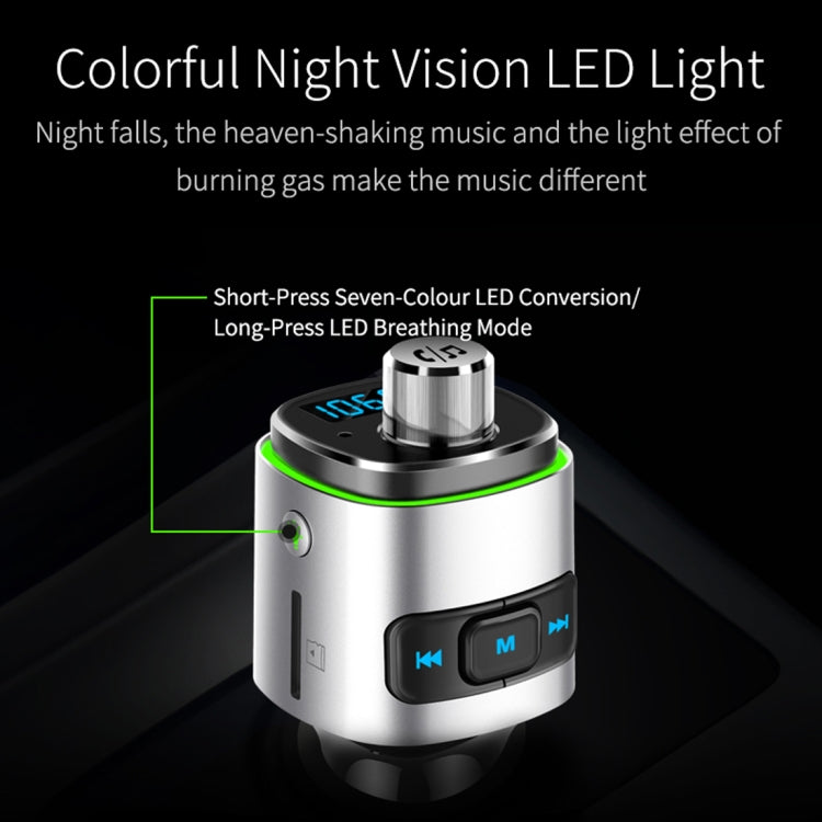 Car Bluetooth MP3 player with colorful night-vision LED light and blue-green ring