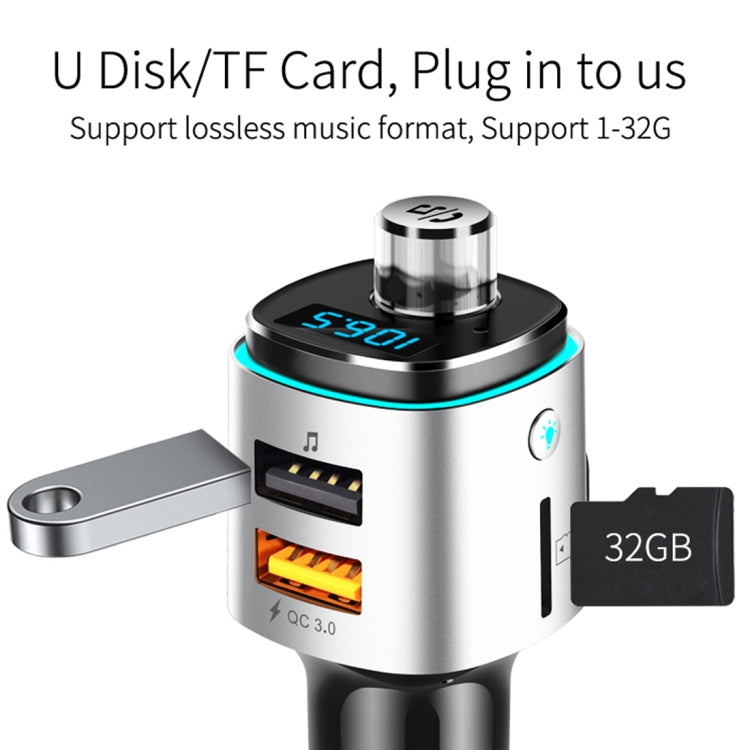 Car Bluetooth MP3 player with U disk and TF card slots, blue LED display