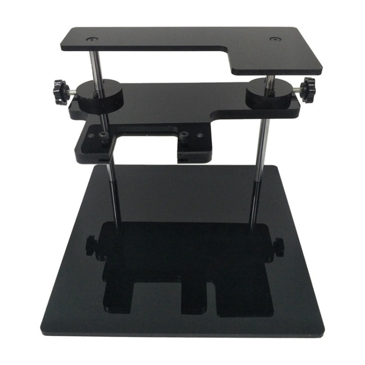 Black car frame repair adapter stand with adjustable posts and base platform
