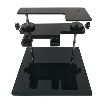 Black car frame repair adapter stand with adjustable posts and base platform