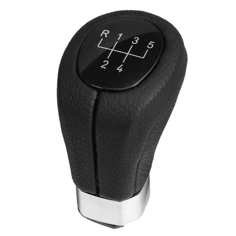 BMW 5-speed gear shift knob, black leather-grain with shift pattern dial