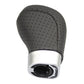 Black 5-speed shift knob with exposed mounting opening and silver ring