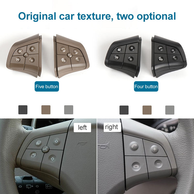 4-button steering wheel switch panels showing color options and icon button layout