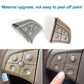 Steering wheel switch panel, grey and coffee brown with close-up icon button detail