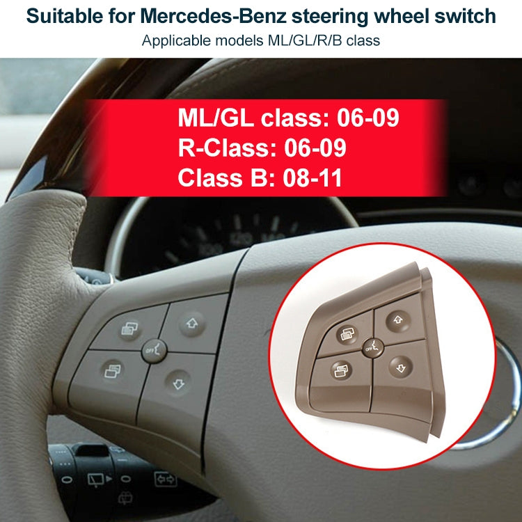 Left-side 4-button steering wheel switch panel, coffee beige for Mercedes steering wheel