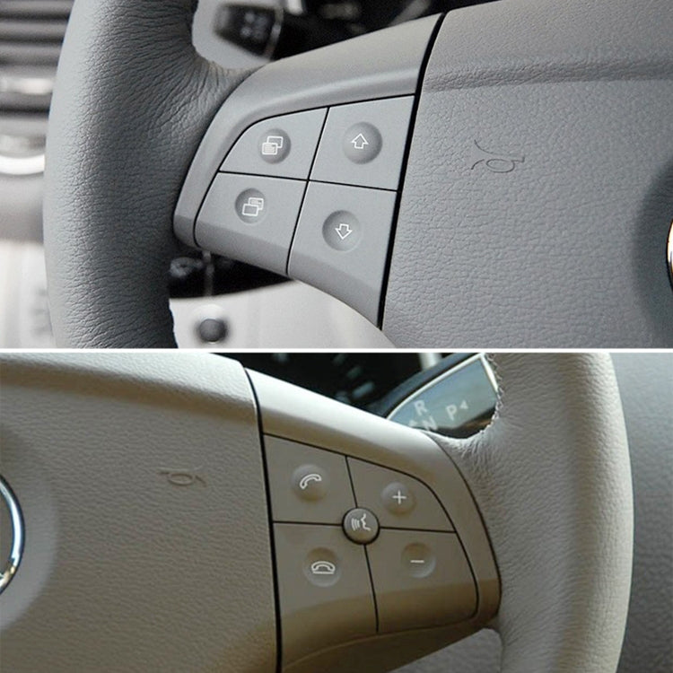 Steering wheel left 4-button switch panel shown in grey and coffee colors