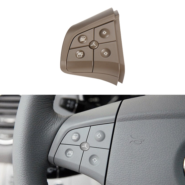 Left-side 5-button steering wheel switch panel, coffee-brown control buttons with icons