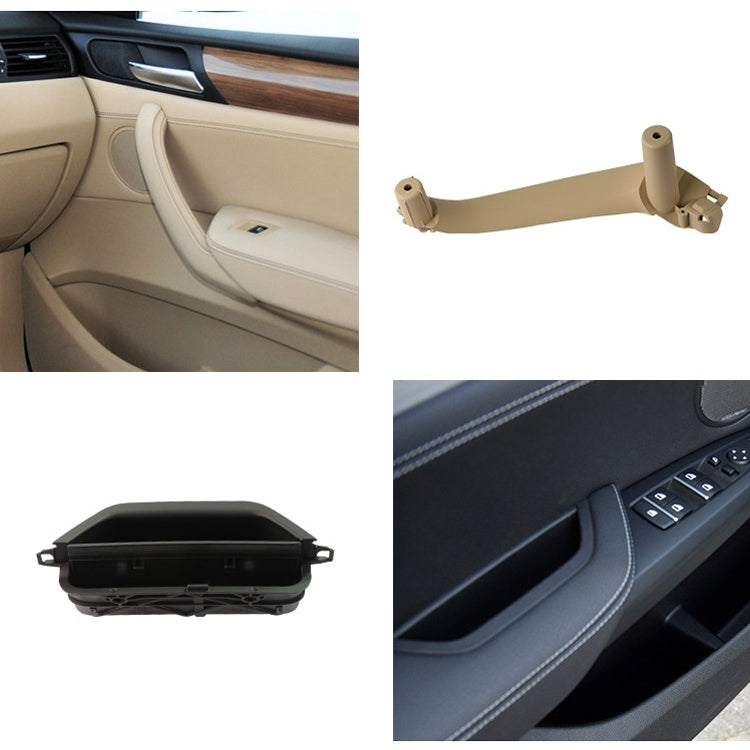 Beige inner door handle pull trim cover and installed interior view