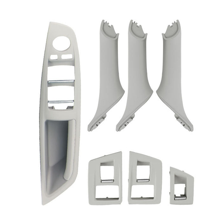 Light gray interior door handle trim cover set, with handle pulls and square bezel pieces