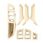 Beige interior door handle trim cover set, with handle pulls and square bezel pieces