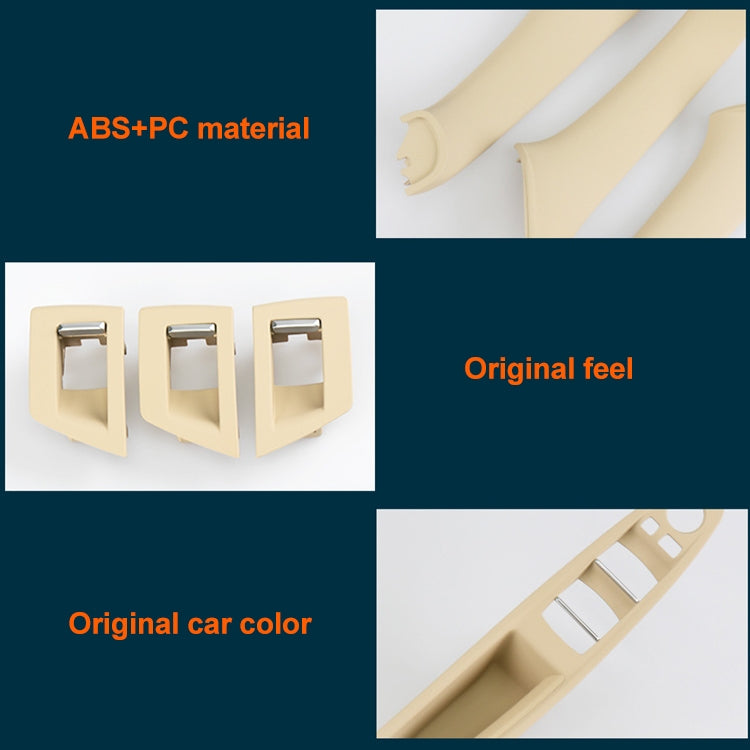Beige ABS+PC interior door handle trim cover pieces with square bezel cutouts and handles