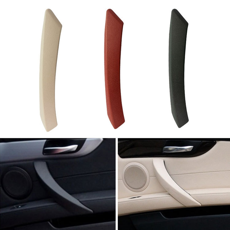 Car interior door handle pull trim cover set, beige, red, and black pieces