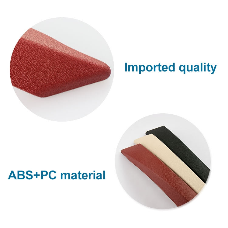 Car interior door handle pull trim cover, red textured close-up