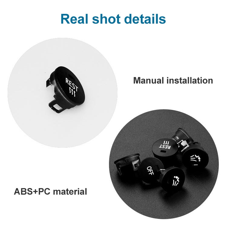 Black REST climate control button with mounting clips for HVAC panel