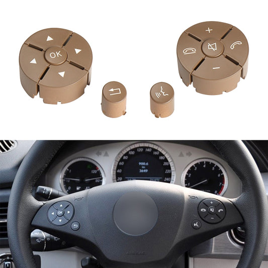 Beige steering wheel switch button panel set with OK and directional icons, plus switches