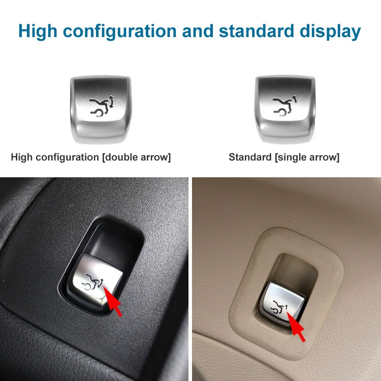 Car trunk switch button set, silver caps with single- and double-arrow trunk icons