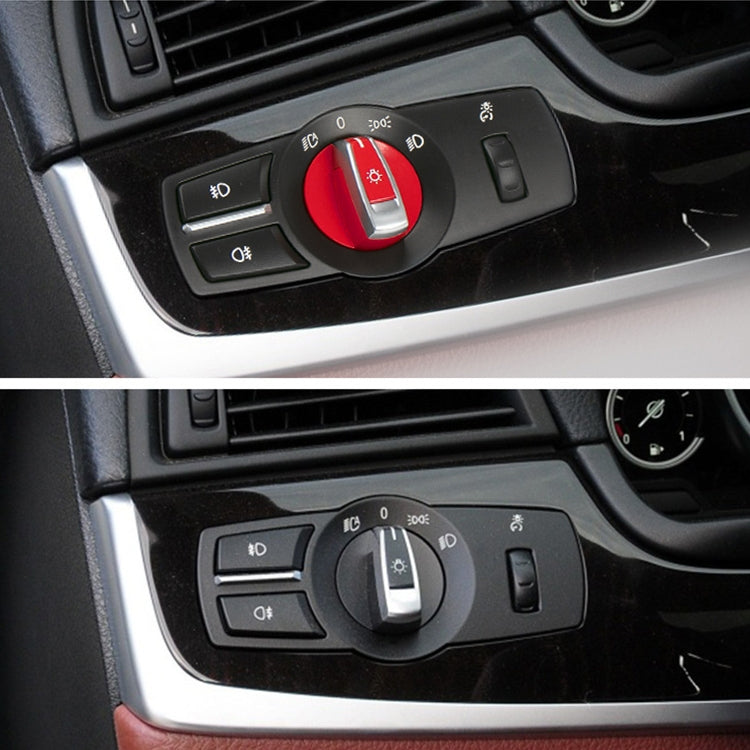 Comparison: red and black headlight switch knobs with silver light icon dials