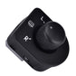 Black mirror control knob switch with L- and R- arrows and textured grip
