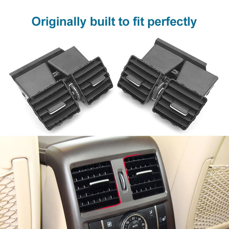 Car rear air conditioner outlet assembly, two vent grilles for dashboard installation