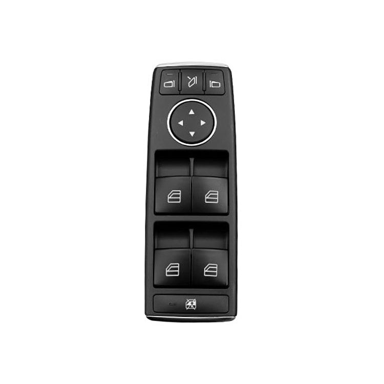 Left window lift switch panel with dark buttons and arrow control pad