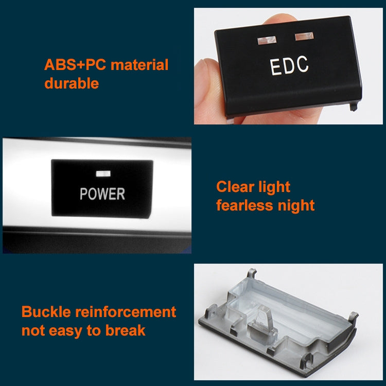 Black EDC switch button with mounting tabs, plus POWER and OFF buttons
