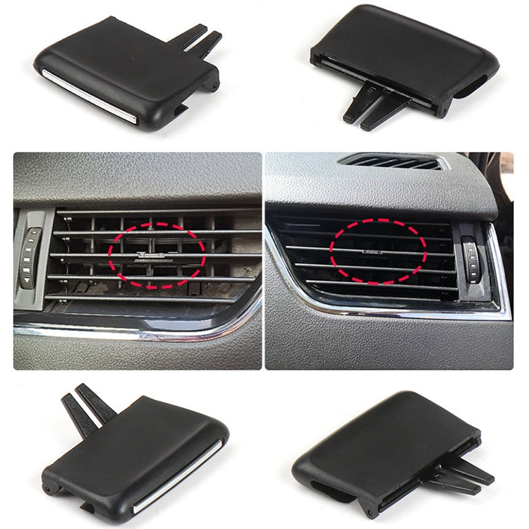 Black air vent control paddle with mounting tabs, multiple angles