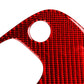 Carbon fiber-style sticker insert, red diamond weave pattern, two cutouts with chrome ring