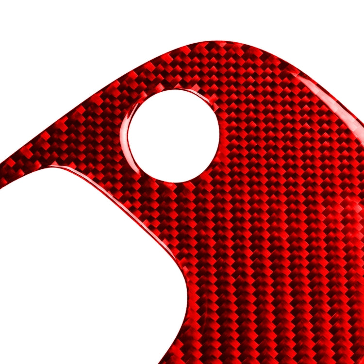 Carbon fiber-style sticker insert, red diamond weave pattern, two cutouts with chrome ring