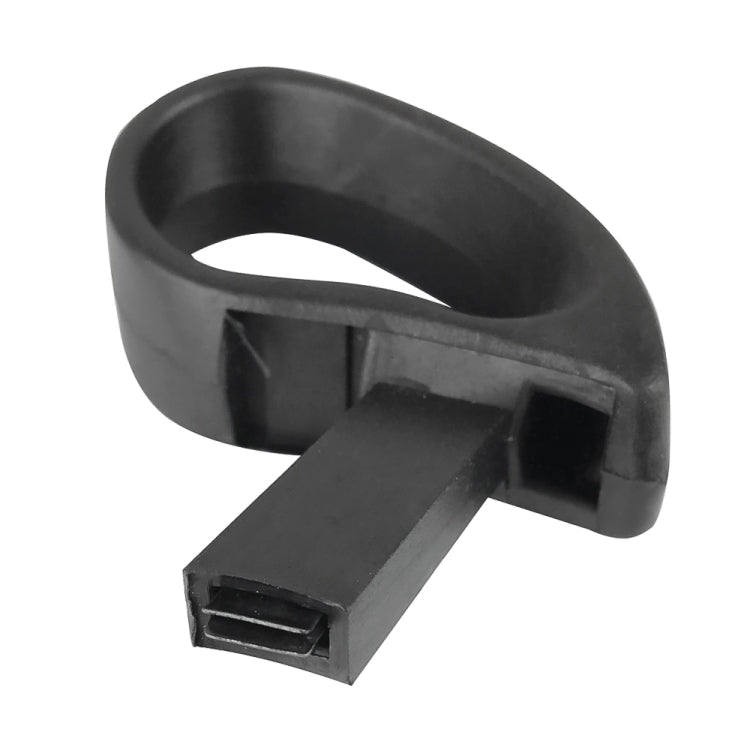 Right car seat lift tilt release handle, black plastic with rectangular release tab